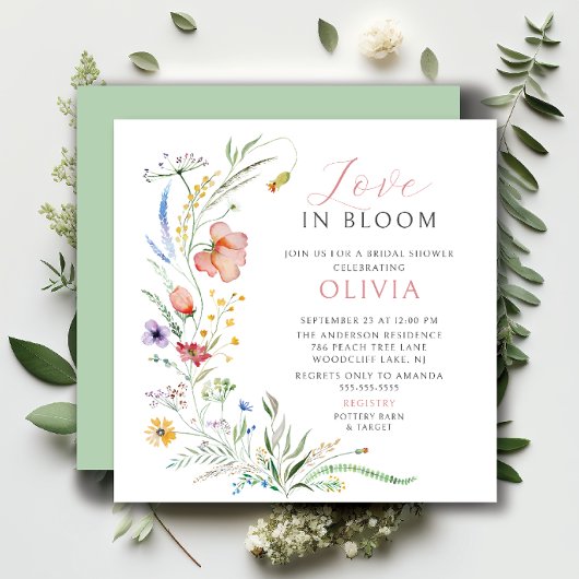 Love-Bloom Bridal Shower Invitation Kaart