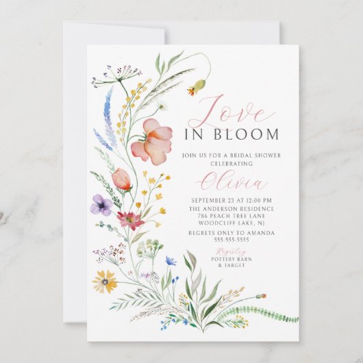 Love-Bloom Bridal Shower Invitation Kaart (Voorkant)