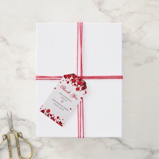 Love Bloom | Krachtig groen rood roze bloemmotief  Cadeaulabel (Met Touw)