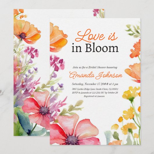 Love Bloom Wildflower Perzik Bloemen Vrijgezellenf Kaart (Voorkant / Achterkant)