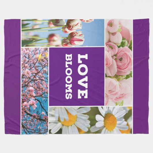 Love Blooms Fleece Throw Blanket (Voorkant (Horizontaal))