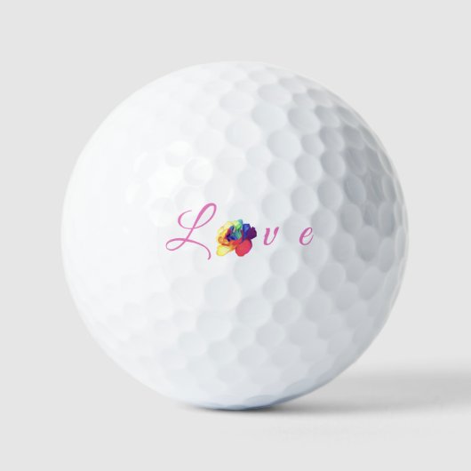 Love Blooms Rainbow Roos Golfballen (Voorkant)