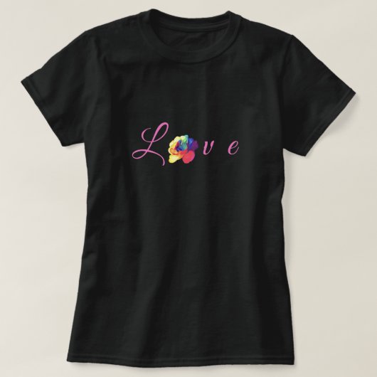 Love Blooms Rainbow Roos T-shirt (Design voorkant)