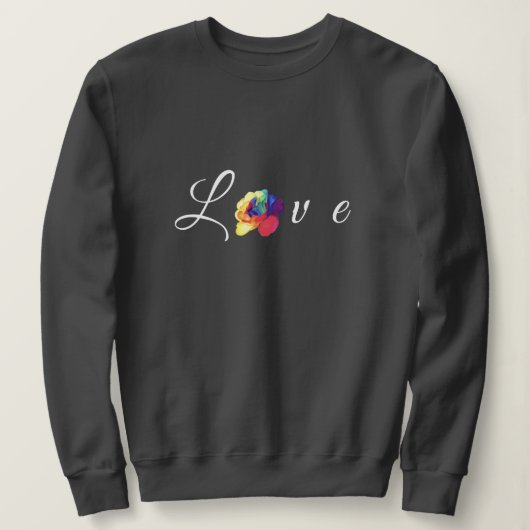 Love Blooms Rainbow Roos Trui (Design voorkant)