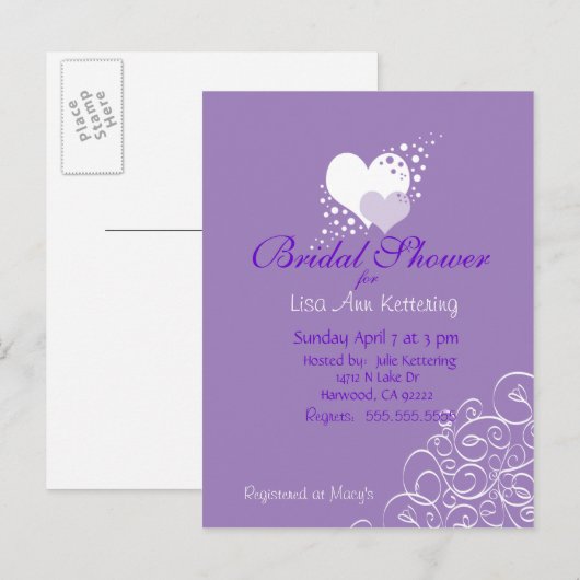 Love Blossom Uitnodiging Briefkaart (Voorkant / Achterkant)