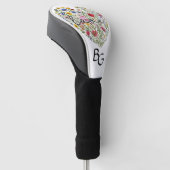 Love Blossoms: hartvormige bloemenkunst monogram Golfheadcover (Schuin)