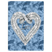 Love Blue Diamond Heart Clipboard Klembord (Achterkant)