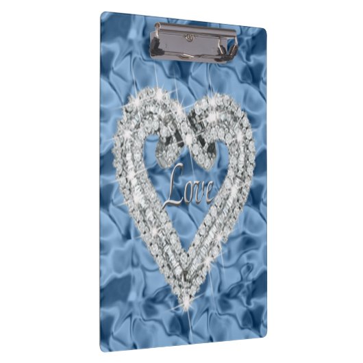 Love Blue Diamond Heart Clipboard Klembord (Rechts)