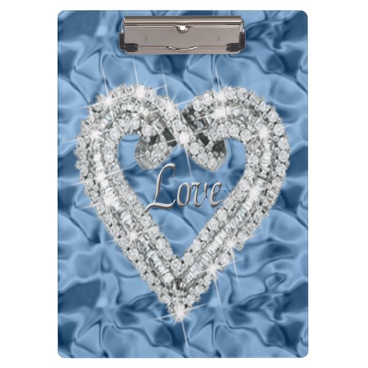 Love Blue Diamond Heart Clipboard Klembord (Voorkant)