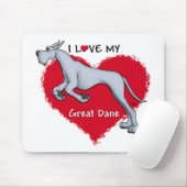 Love Blue Great Dane Muismat (Met muis)