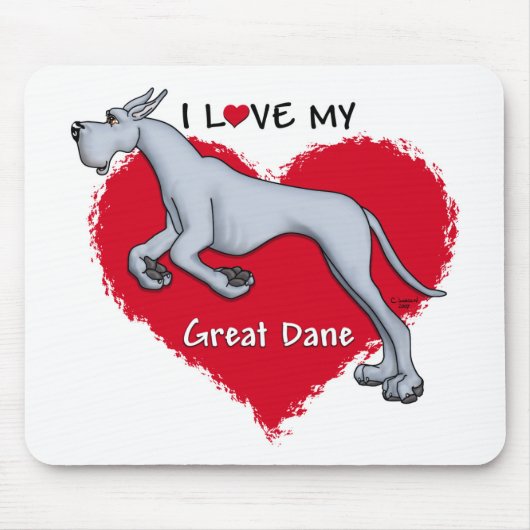 Love Blue Great Dane Muismat (Voorkant)