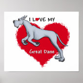 Love Blue Great Dane Poster (Voorkant)