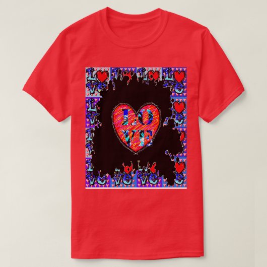 Love Blue Heart Red T-shirt (Design voorkant)