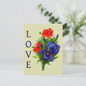 Love Blue Iris Bloem Boeket Briefkaart (Staand voorkant)