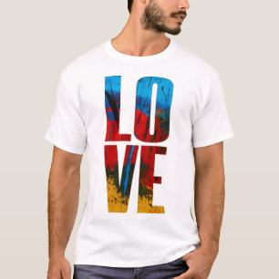 Love Blue Red Yellow Black Trendy Abstract Art T-shirt