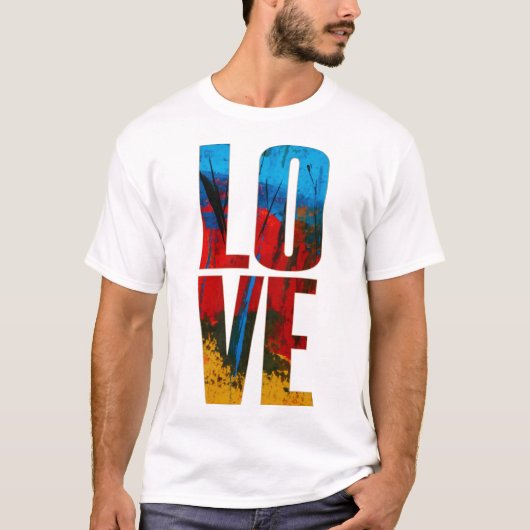 Love Blue Red Yellow Black Trendy Abstract Art T-shirt (Voorkant)