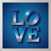 LOVE Blue Silver Square Poster (Voorkant)