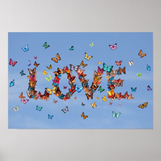 LOVE Blue Sky Butterflies | Inspirational Hope Art Poster (Voorkant)
