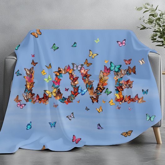 LOVE Blue Sky Butterflies | Inspirational Hope Joy Fleece Deken