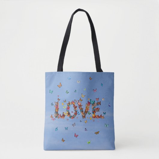 LOVE Blue Sky Butterflies | Inspirational Hope Joy Tote Bag (Voorkant)