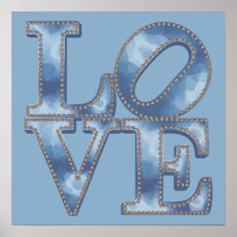 LOVE Blue Typography-Poster Poster