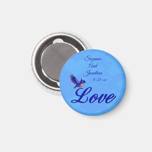 Love Bluebird Personalized Wedding Magneet (Voorkant / Achterkant)