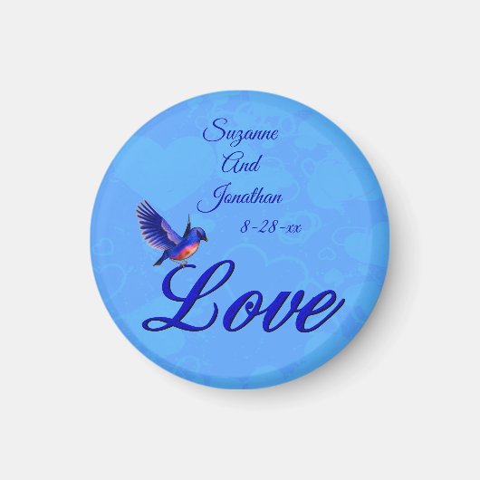 Love Bluebird Personalized Wedding  Magneet (Voorkant)