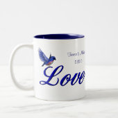 Love Bluebird Personalized Wedding Tweekleurige Koffiemok (Links)