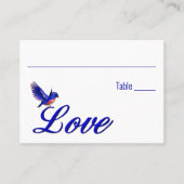 Love Bluebird Trouwtafel Plaatskaartje (Voorkant)