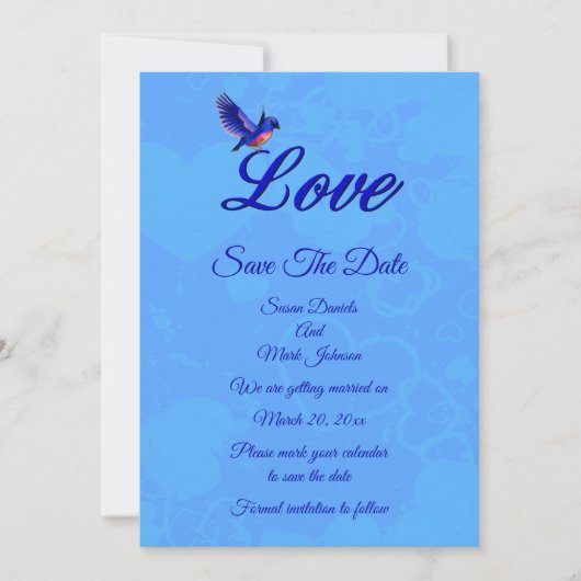 Love Bluebird Wedding Save The Date (Voorkant)