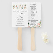 Love Blush Florals Wedding Programme Fan Handwaaier (Voorkant en achterkant)