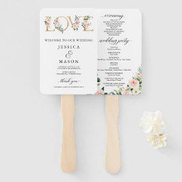 Love Blush Florals Wedding Programme Fan Handwaaier