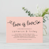 Love Blush Pink Gay of Lesbian Wedding Kaart (Staand voorkant)