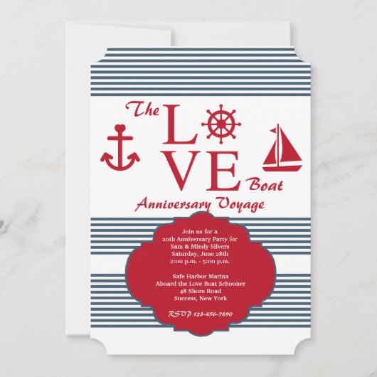 Love Boat Jubileum Feestuitnodiging Kaart (Voorkant)