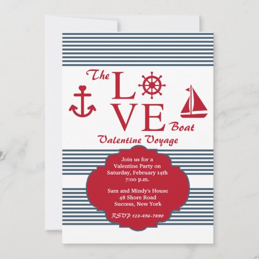 Love Boat Valentijns's Party Invitation Kaart (Voorkant)