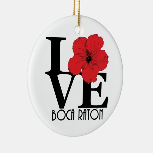 LOVE Boca Raton Red Hibiscus Keramisch Ornament (Rechts)