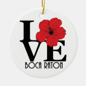 LOVE Boca Raton Red Hibiscus Keramisch Ornament (Voorkant)