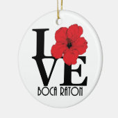 LOVE Boca Raton Red Hibiscus Keramisch Ornament (Links)