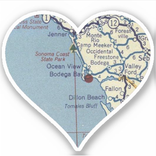 Love Bodega Bay CA Sticker (Voorkant)