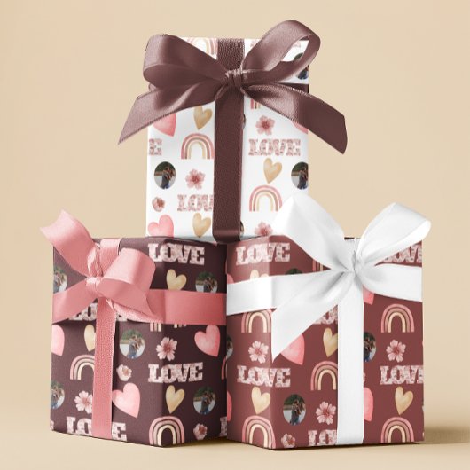 Love Boho Rainbow Photo Wrapping Paper