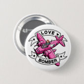 Love Bomber Pilot Pink Ronde Button 5,7 Cm (Voorkant /achterkant)
