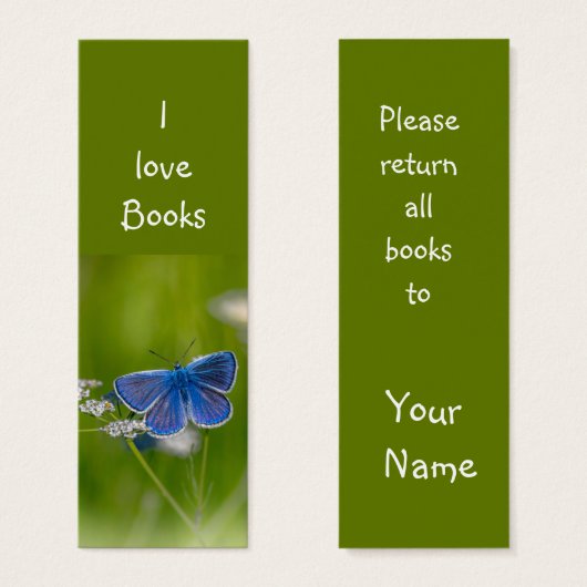 Love Books Blue Butterfly Garden Flower Mini Visitekaartjes (Voorkant /achterkant)