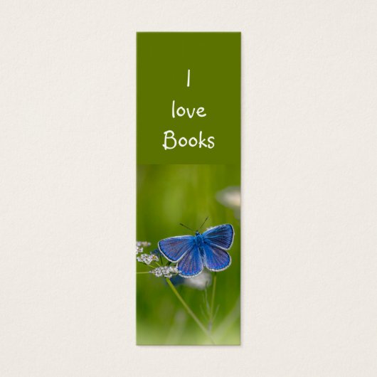 Love Books Blue Butterfly Garden Flower Mini Visitekaartjes (Voorkant)