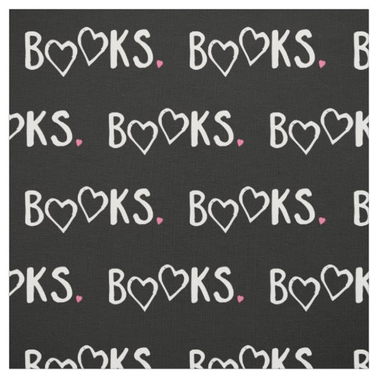 Love Books Pink Hearts Stof (Swatch)
