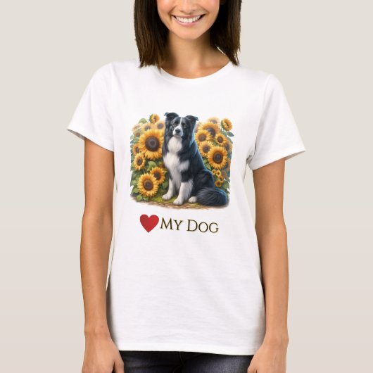 Love Border Collie Hond T-shirt (Voorkant)