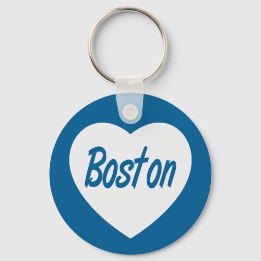 Love Boston MA White Heart Travel Sleutelhanger (Voorkant)