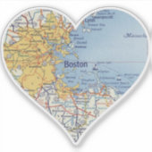 Love Boston  Map Sticker (Voorkant)