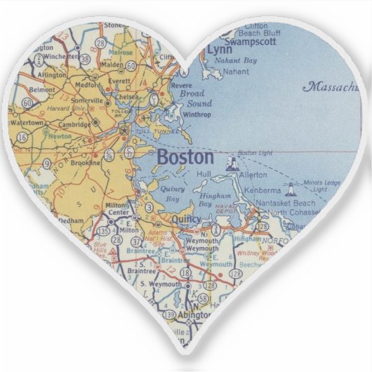 Love Boston  Map Sticker (Voorkant)