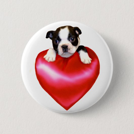 Love Boston Terrier-knop Ronde Button 5,7 Cm (Voorkant)