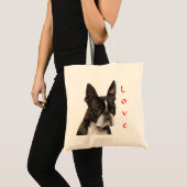 Love Boston Terrier Puppy Dog Canvas Totebag Tote Bag (Voorkant (product))